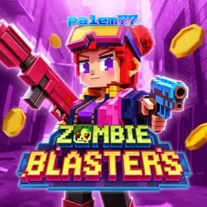 Tampilan antarmuka gim slot Zombie Blasters dengan grid 6x5